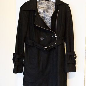 GUESS black wool peacoat